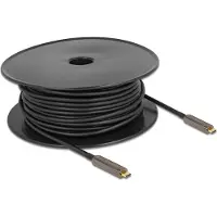 DeLOCK actieve optical fiber USB-C naar USB-C video kabel - 4K 60Hz HDR / zwart - 25 meter