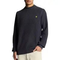 Lyle & Scott effen marineblauwe nachttrui met geribbelde halslijn
