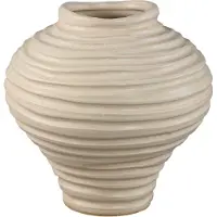 Ptmd Mickie Beige Round Bulb Ceramic Vase Ribbed M