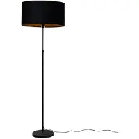 QAZQA Vloerlamp zwart met ovale velours kap zwart 50cm - Parte
