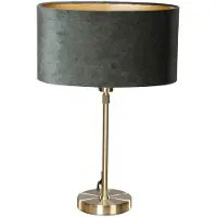 QAZQA Tafellamp goud met ovale velours kap groen 35cm - Parte