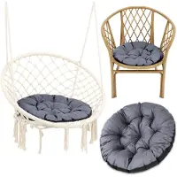 Amazinggirl Stoelkussen Rond 60 cm – Zitkussen voor Tuinstoel Rotan & Schommelstoel – zachte ronde zitting waterafstotend voor Terras Balkon Tuin Binnen en Buiten Grafiet Schaduw B