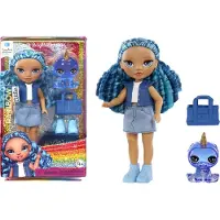 Mga Rainbow High Littles - Sapphire Bradshaw, 5.5" Posable Blue Doll with Purse, Magical Yeti Pet, Gift for Girls 4-12