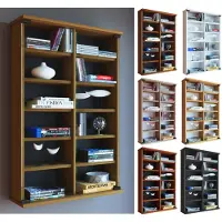 Hioshop Zuntisa wandkast CD,DVD opslag 12 planken wit.