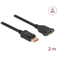 DeLOCK DisplayPort inbouwadapter (m-v) - versie 1.4 (5K/8K 60Hz) / zwart - 2 meter