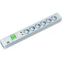 Bachmann 333005 19 inch Stekkerdoos voor patchkast 1.5 HE Geaarde contactdoos Met schakelaar Wit