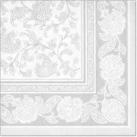 Papstar 50 Servetten ROYAL Collection 1/4 vouw 40 cm x 40 cm wit Ornaments