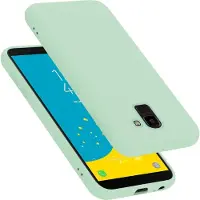 Cadorabo TPU Liquid Silicone Case Cover (Galaxy J6 (2018)), Smartphonehoes, Groen