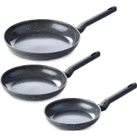 BK Universe Koekenpannenset 3-delig - 20/24/28cm - PFAS-vrije antikleeflaag - Pannenset inductie - Keramische pan - Ovenbestendig tot 160°C - Koudgreep - Zwart/graniet