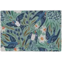 Relaxdays deurmat vogels - kokos - bloemen - 40 x 60 cm - weerbestendig - binnen - buiten