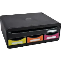 Exacompta TOOLBOX regenboog, A4+ archiefmodule met 4 laden, 27 cm diep, 13,5 cm hoog, stapelbaar, 25 jaar