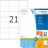 Herma Adresetiketten 4634, permanent klevend, zelfklevend, bedrukbaar, B 70 x H 41 mm, FSC papier, wit, 4200 stuks/200 vellen