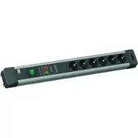 Bachmann CONNECTUS stekkerdoos, 6 stopcontacten met aardingscontact, apparaatbescherming, schakelaar, 2 meter