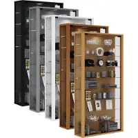 VCM Vitrinekast wandvitrine Vitrosa Maxi zwart met LED verlichting