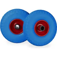 Relaxdays steekwagenwiel - 3.00-4" - 2 stuks - stalen velg - 100 kg draaglast - 260x85 mm - blauw-rood