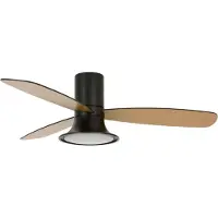 Beacon Zwarte ventilator met lamp Flusso Ø 132cm