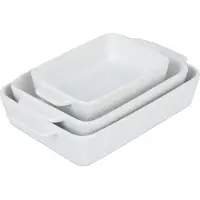 Relaxdays 3x braadpan schotel, Gerechten voor gratineren, Wit