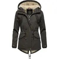 MARIKOO Winterparka 'Manolya' antraciet / wolwit