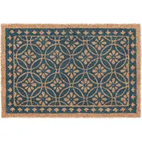 Relaxdays deurmat floraal - 60 x 40 cm - kokos - antislip - binnen - buiten - bloemenpatroon