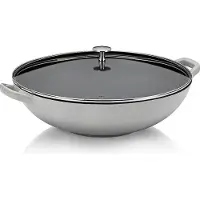 kela Wok van gietijzer met deksel, CALIDO, 36 cm, grijs