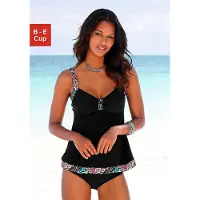 LASCANA Tankini turquoise / bruin / zwart / wit