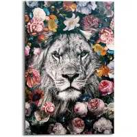 Reinders! Artprint leeuw bloemenkrans - planten - in vrolijke kleuren