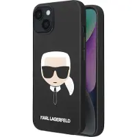 Karl Lagerfeld KLHCP14MSLKHBK iPhone 14 Plus 6,7" hardcase zwart / zwart Silicone Karl's Head (iPhone 14 Plus), Smartphonehoes, Zwart