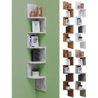 VCM Mintis wandkast Hoekopstelling met 5 plankenKernnoten decor.