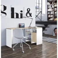 Gautier - Diagone Hoekbureau Magenta - wit/eik decor