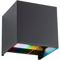 Paulmann LED buiten wandlamp Cybo, RGBW, 10 cm, antraciet dimbaar, zwart, Aluminium, Modern, slimme wandlamp buiten