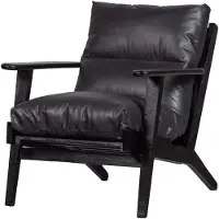 Woood Houston Fauteuil - Leer- Zwart - 86x71x71