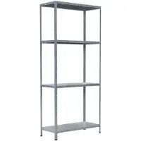 Schulte Schroefloze rekken in modulair systeem, basisrek, 4 verstelbare legborden, B 800 x D 350 x H 1800 mm, verzinkt staal, zilver.