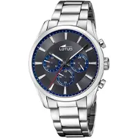 Lotus Chronograaf Horloge, quartzhorloge, herenhorloge, stopwatchfunctie, stalen armband