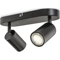 B.K.Licht plafondlamp, kantelbaar, fitting GU10, max. 9 Watt, zwart, 27x6x9 cm