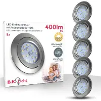 B.K.Licht Ledinbouwlamp 5-delige inbouwspot, kantelbare plafondspots, platte spots (5 stuks)