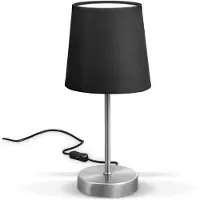 B.K.Licht Nachtlamp - met schakelaar, stoffen kap, maximaal 25W, E14 fitting, zwart
