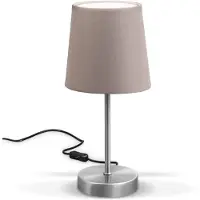 B.K.Licht Nachtlamp met snoerdimmer, E14 fitting, lampenkap van stof, tafellamp, lamp, bureaulamp, tafellamp, kantoerlamp, afmetingen 30,8x10 cm, taupekleurig