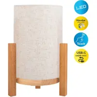 Näve LED-tafellamp Madita, dimbaar, hout licht, Woon-/ Eetkamer, Hout, LED tafellamp