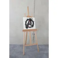 Komar Artprint op linnen Avengers Groot A Logo - Afmeting 40 x 40 cm Canvasdoek met echt houten frame, kinderkamer (1 stuk)