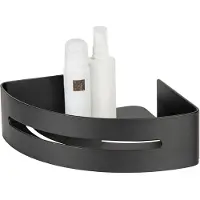 Wenko Turbo-Loc Doucherek hoek Bivio mat zwart aluminium 30x23cm - Badrek - Douchemand - Bevestigen zonder boren - Zelfklevend