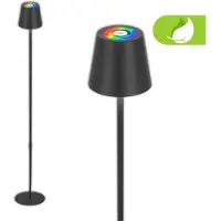 Briloner LED vloerlamp Coloris, zwart, RGB, dimmer, IP44, USB dimbaar, zwart, Woon-/ Eetkamer, metaal, Modern