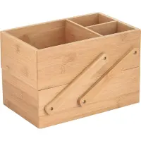 Spirella MSV Make-up badkamer sorteer organizer - 2 laags bakje - 25 x 16 cm - bamboe - Make-up dozen