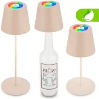 Briloner 3-in-1 RGBW LED-tafellamp, draadloos, IP44, dimbaar, met touchbediening, in hoogte verstelbaar, spatwaterdicht, beige, 36 x Ø10,5 cm