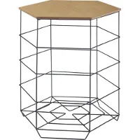 En.casa Bijzettafel Hørsholm rond set van 2 zwart en houtkleurig
