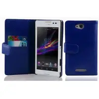 Cadorabo Boek met structuur omslag (Sony Xperia C), Smartphonehoes, Blauw