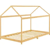 En.casa Kinderbed Vindafjord huisbed bamboe houtkleurig 90x200 cm