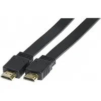 Exertis Connect Hoge snelheid HDMI platte kabel, verguld, HDMI St. A / St. A, zwart, 2,0 m platte HDMI kabel voor (2 m, HDMI), Videokabel