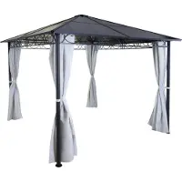 Markenlos Hardtop pergola MCW-C77, tuinpaviljoen, kunststof dak, aluminium zijwand, lichtgrijs, 3x3 meter