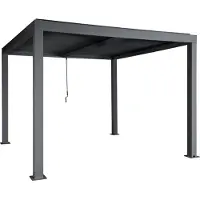 MCW Pergola -L46, tuinpaviljoen met latten, 11cm aluminium frame, stormvaste regengoot, 3x3m ~ antraciet