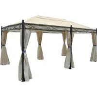 Mendler Pergola Cadiz, paviljoen, stevig 7cm frame 5x3m ~ crème met zijwand + muggengaas